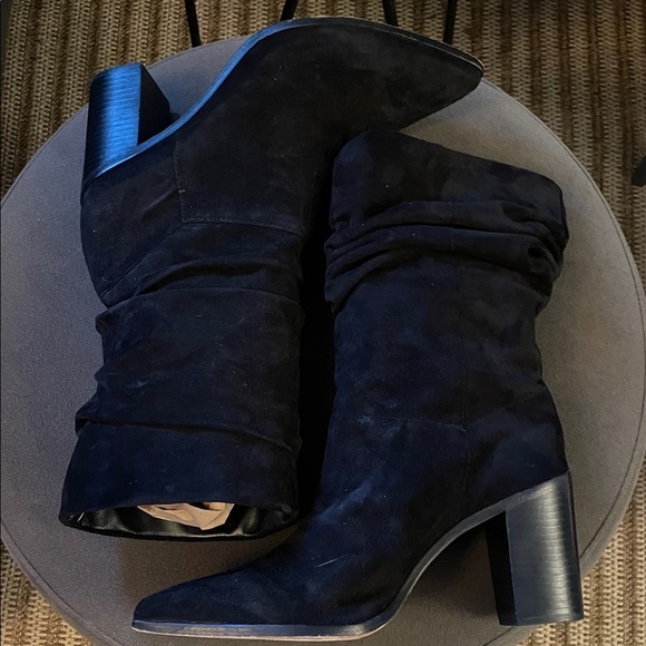 SCHUTZ Ashlee Black Suede Slouchy Block Heel Women's 8.5 Boots - Picture 7 of 7